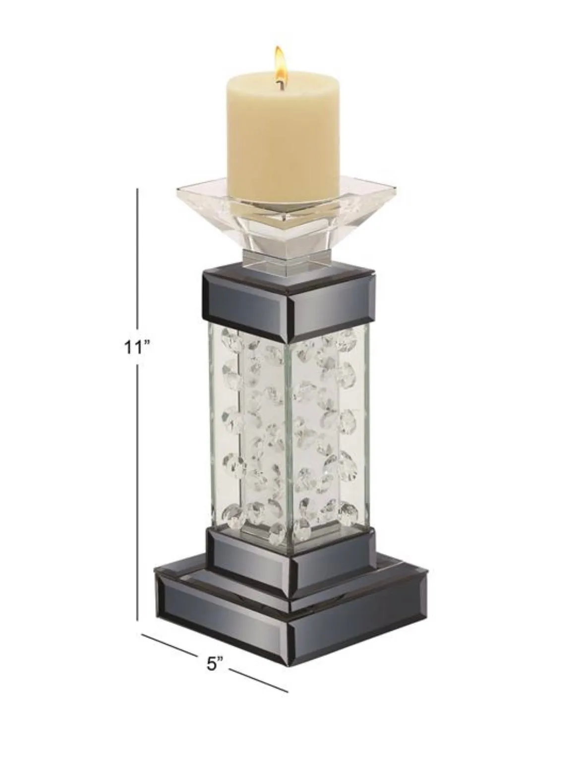 11"H Glam Pedestal Glass Candle Holder - Home Decor