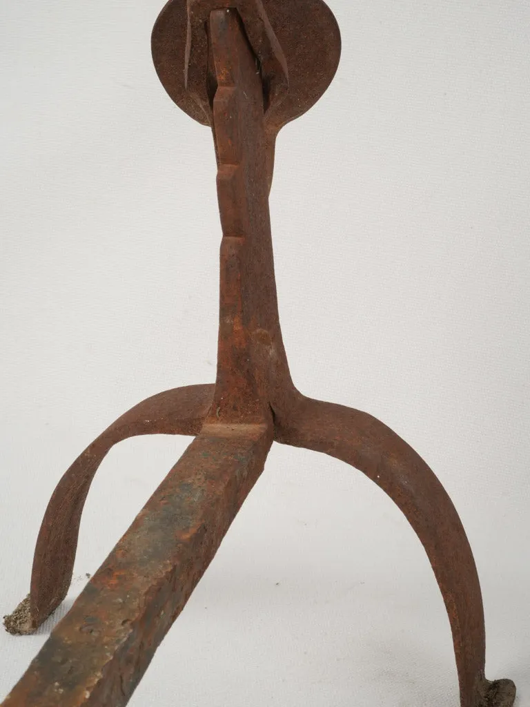 19th Century French Rotisserie Andirons with Hooks 20"