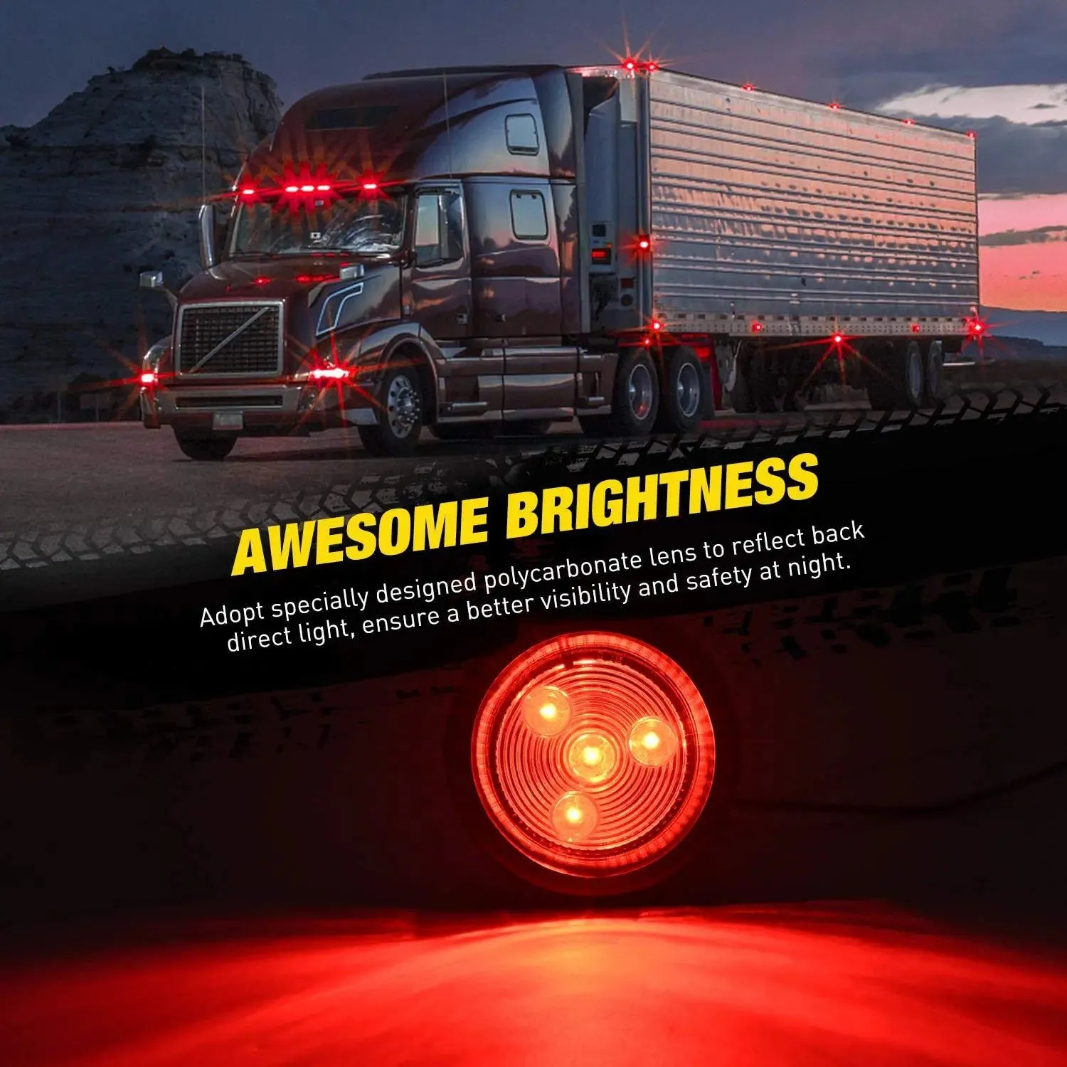2 Inch Red Round Side Marker Light (5 Pcs)