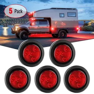 2 Inch Red Round Side Marker Light (5 Pcs)