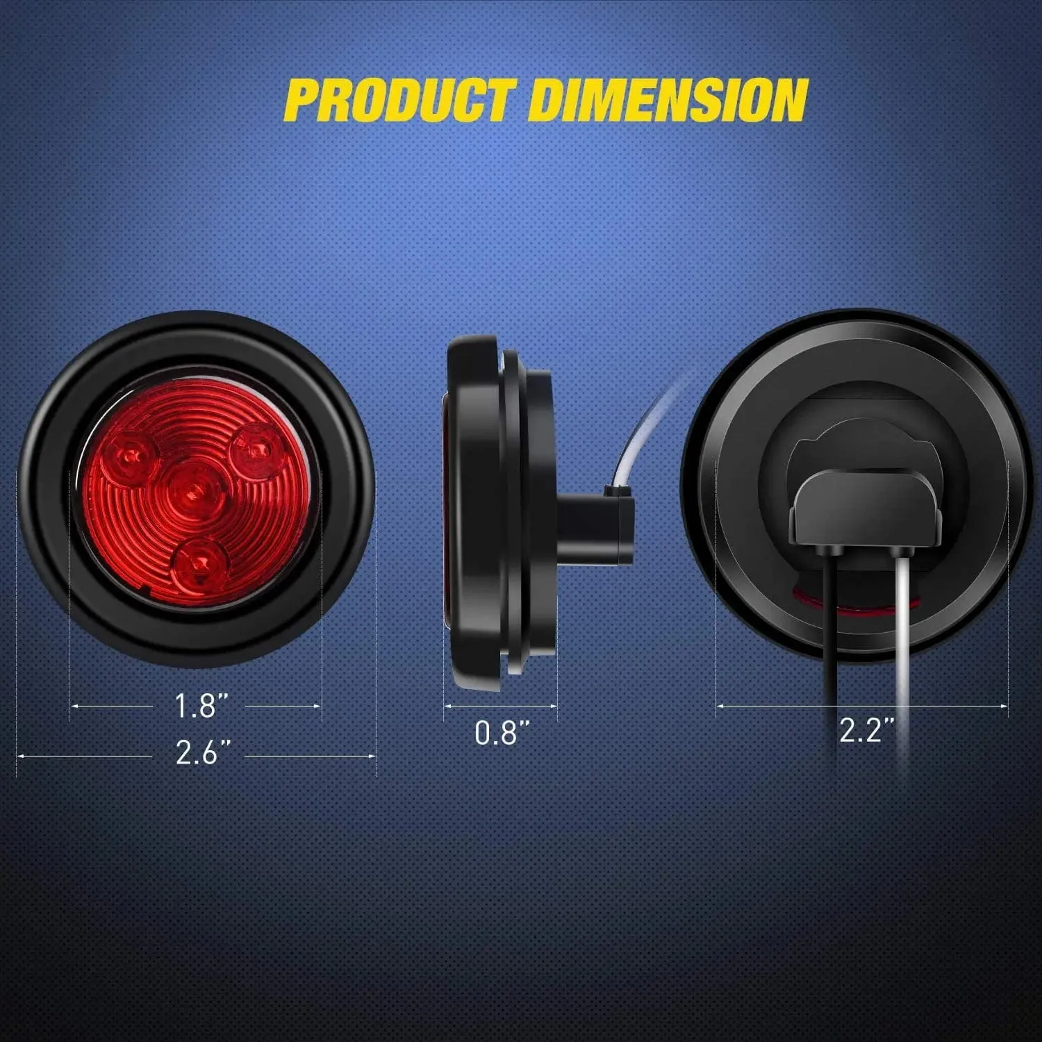 2 Inch Red Round Side Marker Light (5 Pcs)