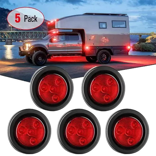 2 Inch Red Round Side Marker Light (5 Pcs)