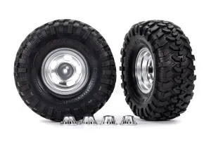 2.2" x 5.3" Tires & Wheels (2), Satin Chrome
