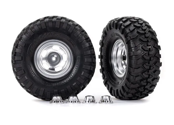 2.2" x 5.3" Tires & Wheels (2), Satin Chrome