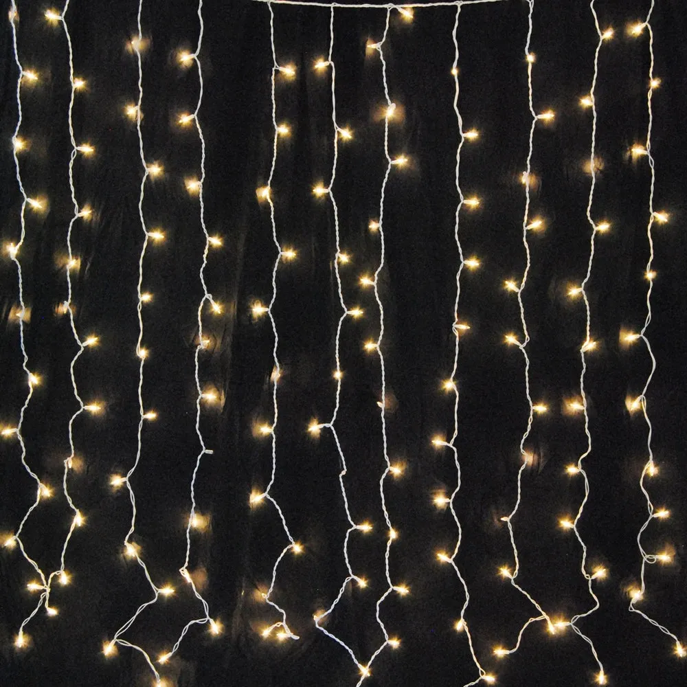 300 LED Curtain String Lights with Remote - Warm White