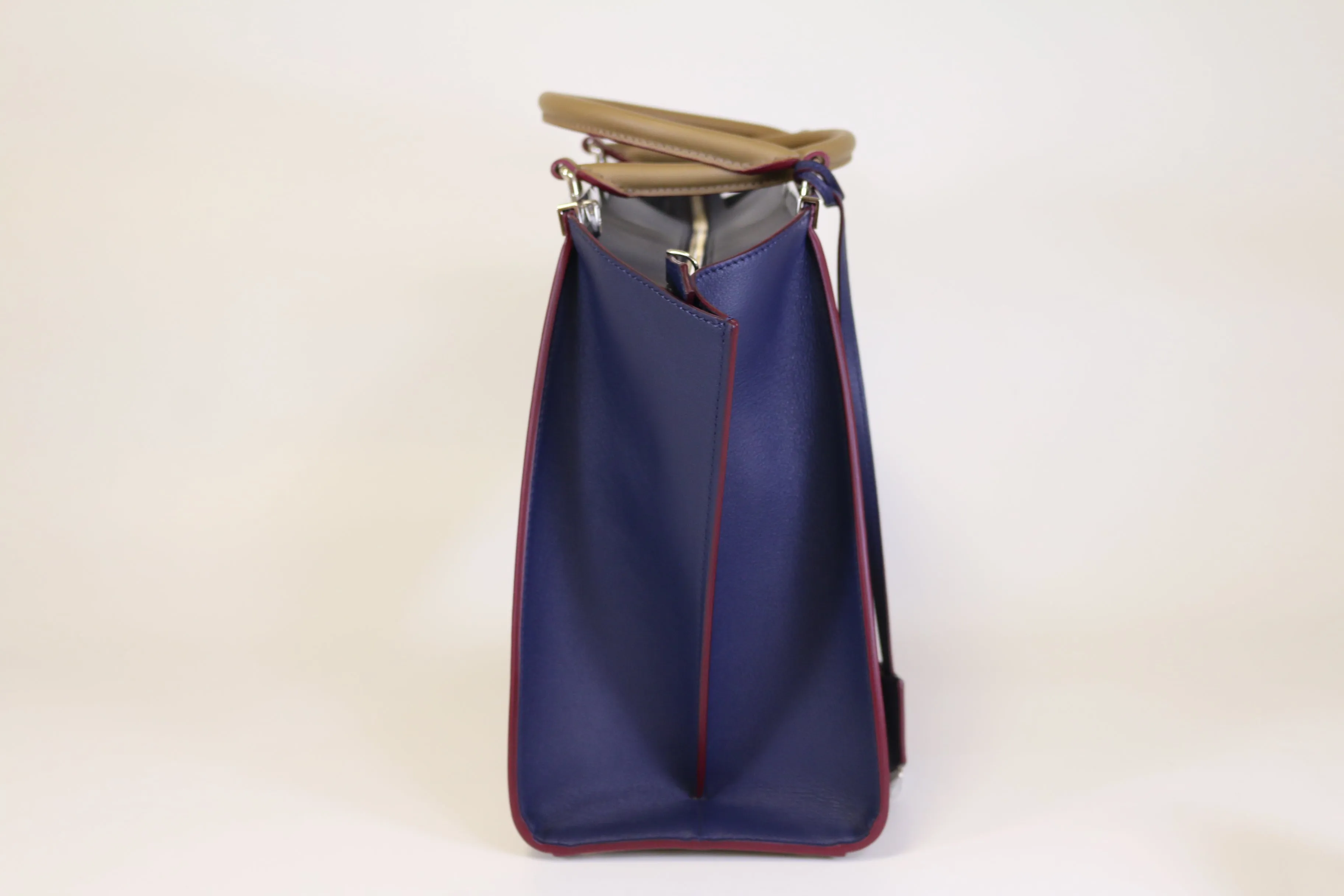 3jours Sand/Blueberry Top Handle Tote