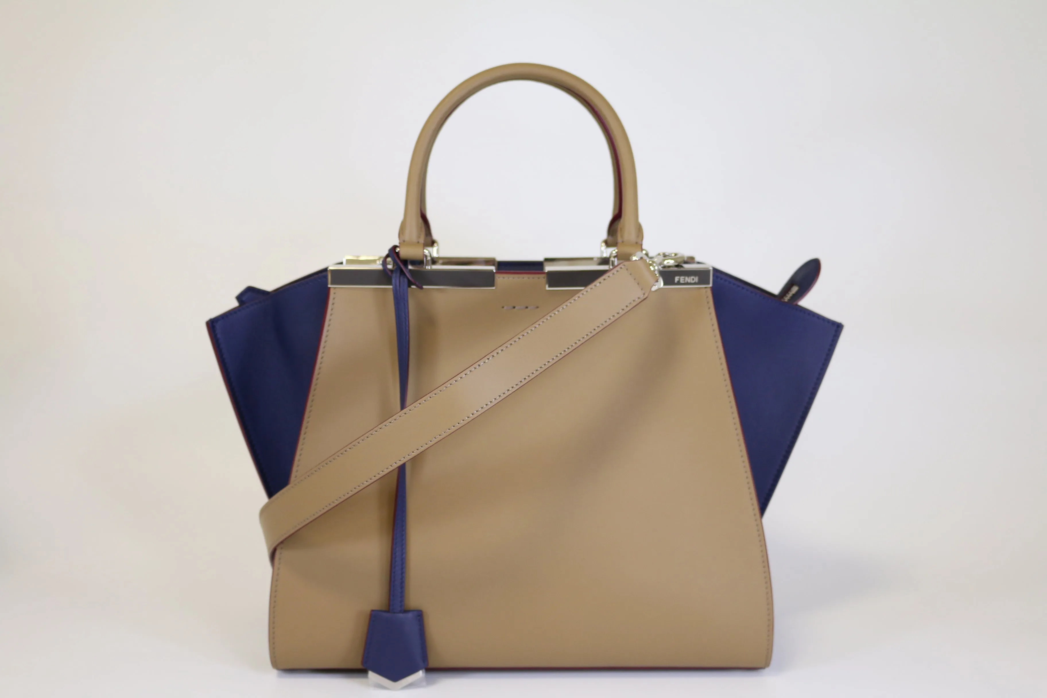 3jours Sand/Blueberry Top Handle Tote