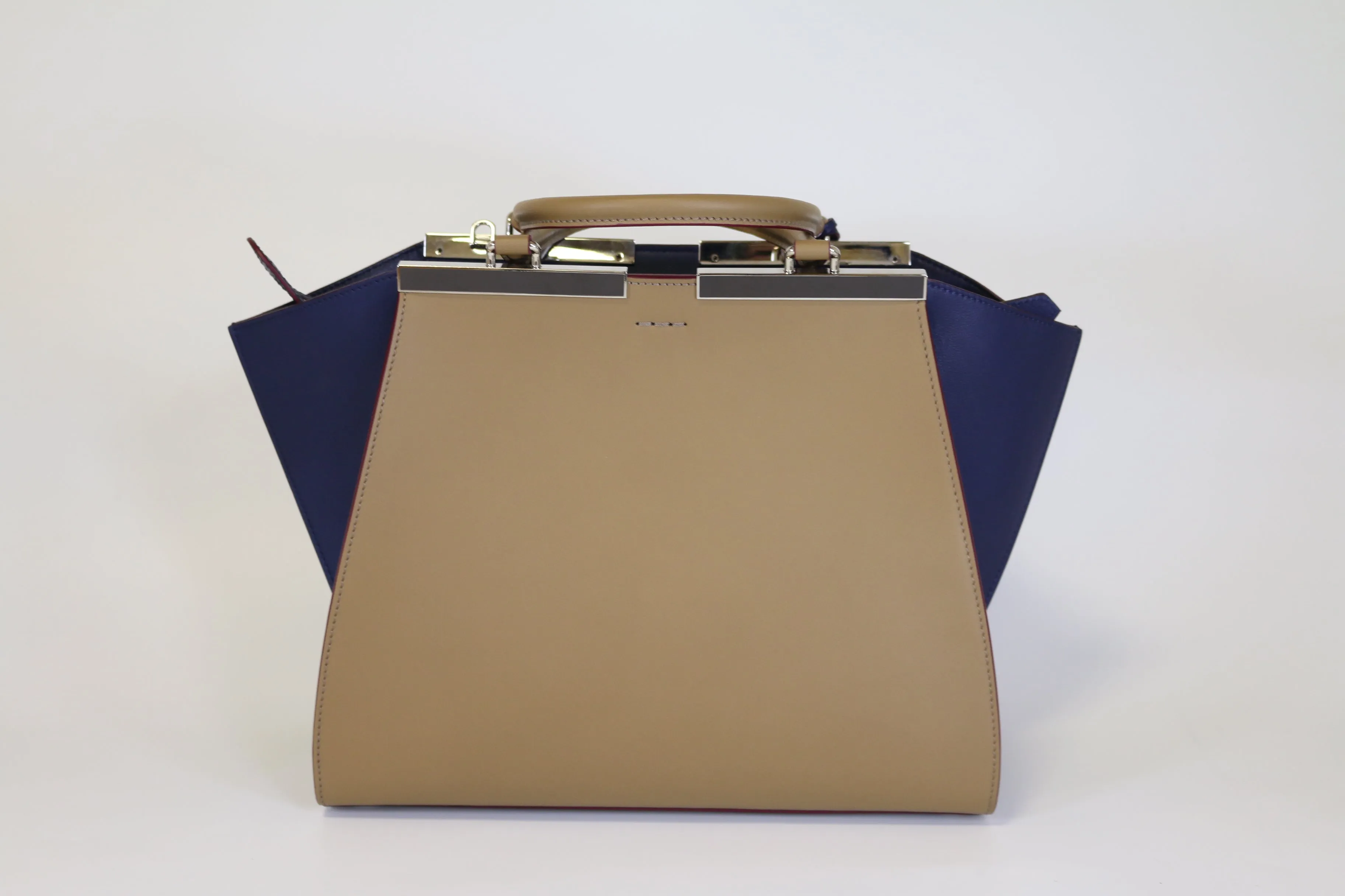 3jours Sand/Blueberry Top Handle Tote