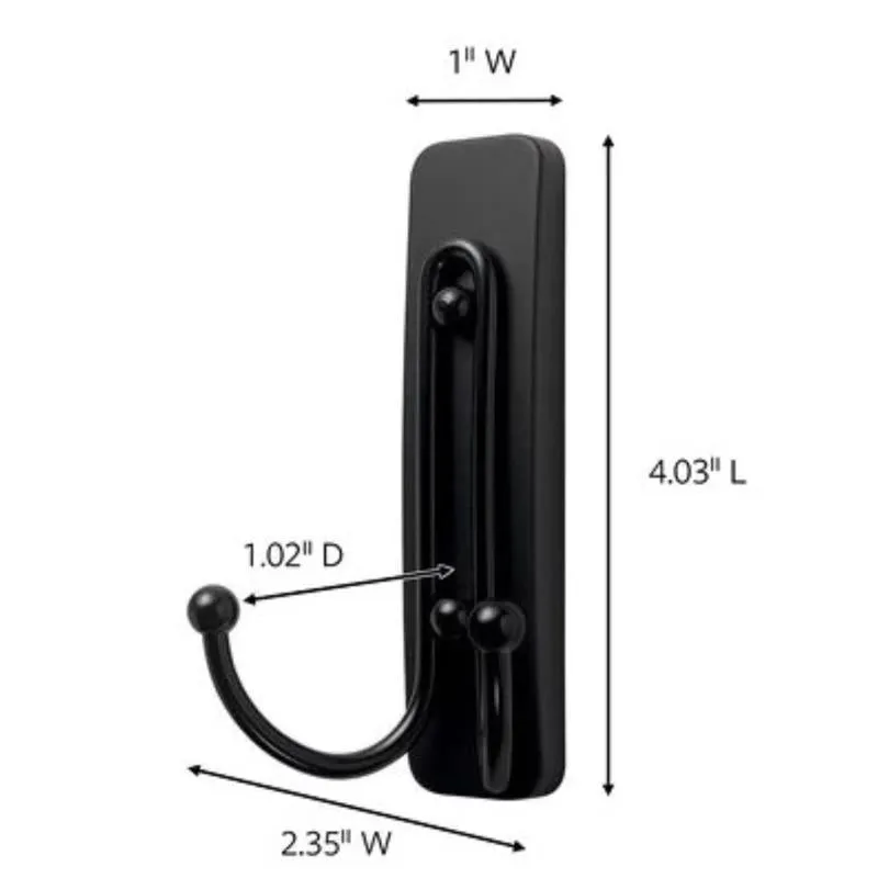 3M Command 2 in. L Matte Black Metal Large Double Hook 4 lb. cap. 1 pk