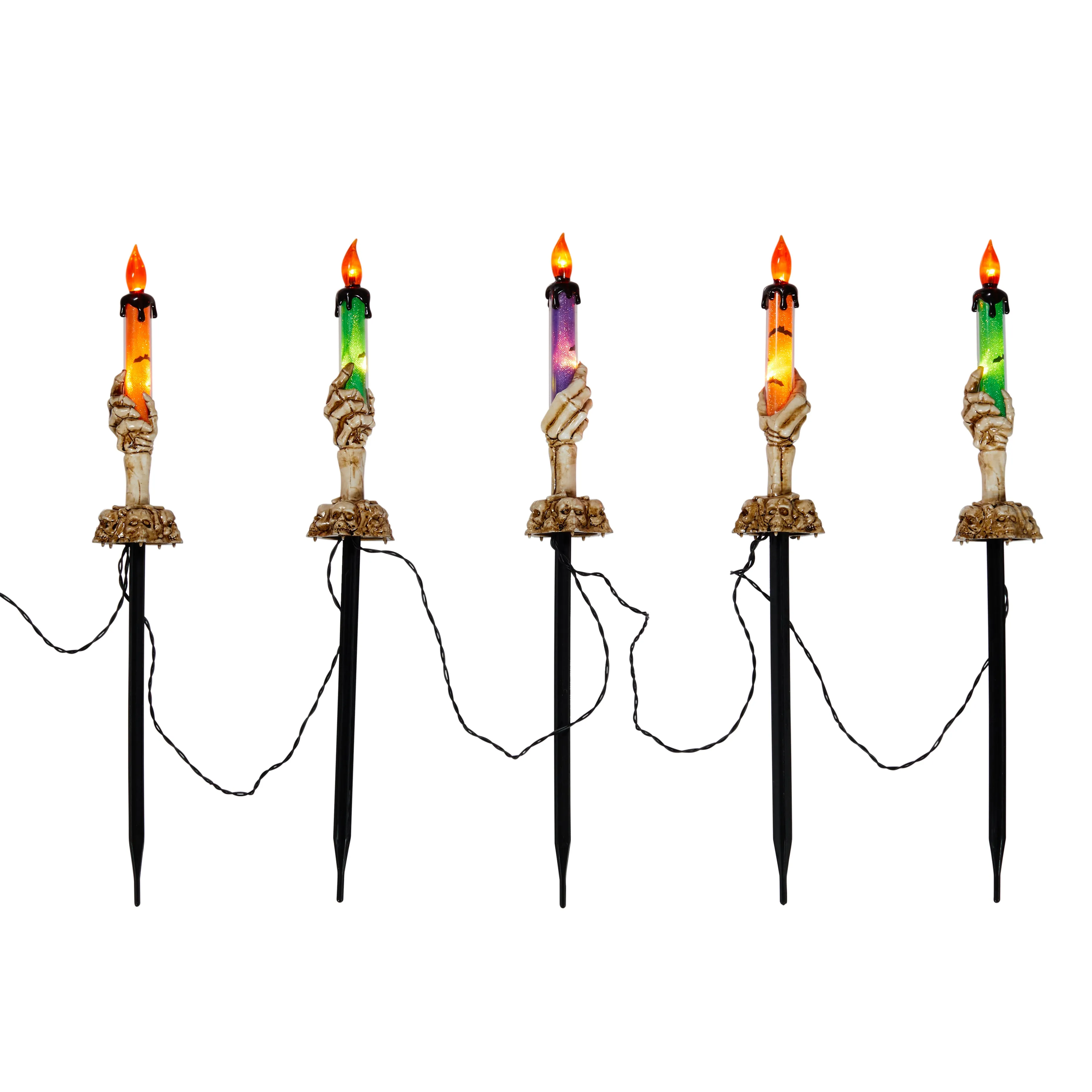 5 Skeleton Candle Garden Stake Lights