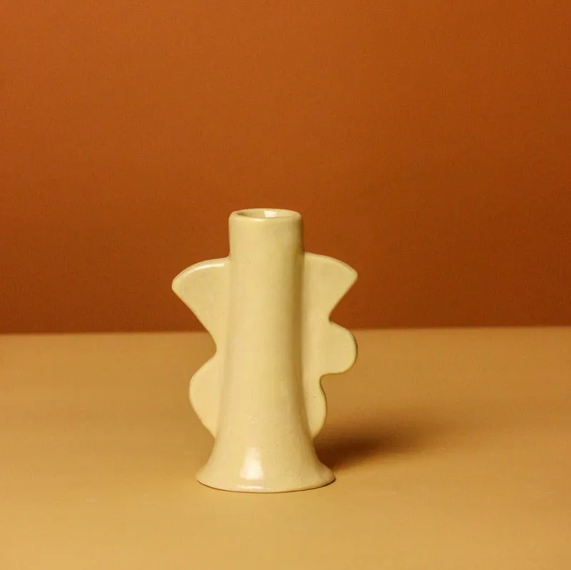 Abstract Design Ceramic Candle Holder | Multiple Colors | 3 x 4 inches