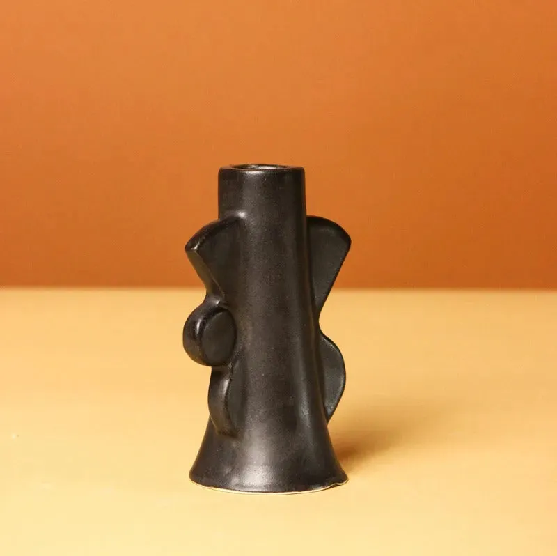 Abstract Design Ceramic Candle Holder | Multiple Colors | 3 x 4 inches