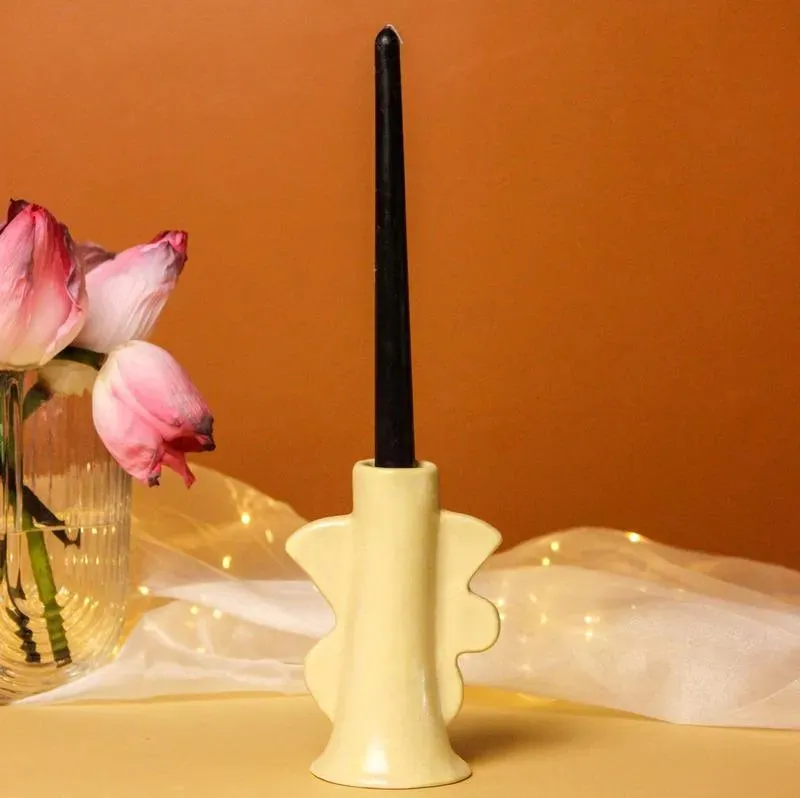 Abstract Design Ceramic Candle Holder | Multiple Colors | 3 x 4 inches