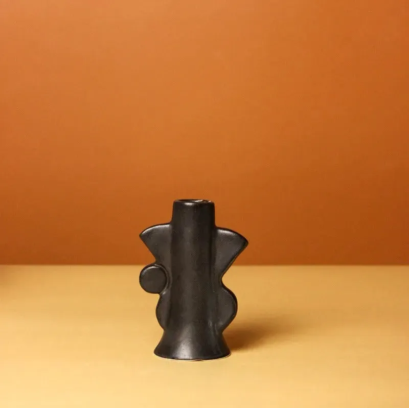 Abstract Design Ceramic Candle Holder | Multiple Colors | 3 x 4 inches