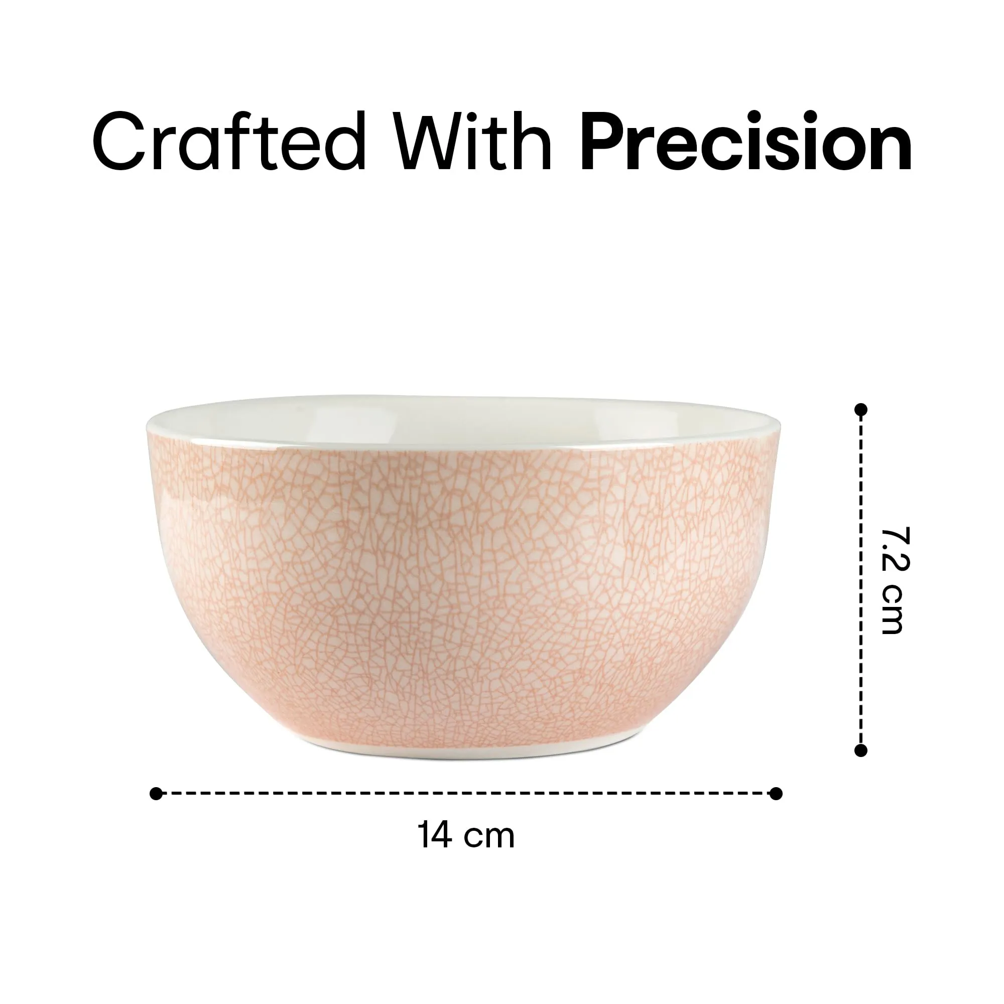 Anko 5.5" Bella Glazed Stoneware Bowls - Set of 4 | Premium Crockery for Dining Table Ideal for Serving Soup, Salad, Dessert | Designer Bowls for Home, Kitchen, Restaurant | Soft Pink