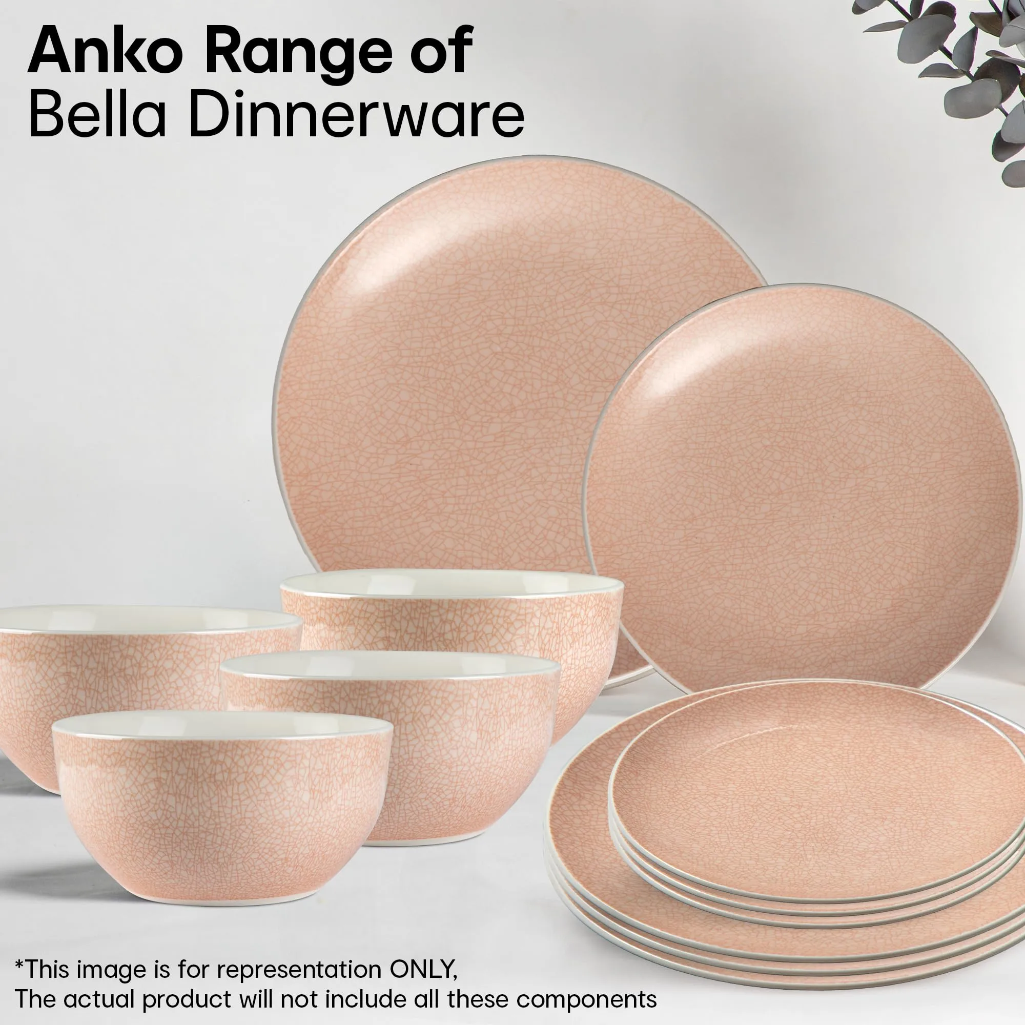 Anko 5.5" Bella Glazed Stoneware Bowls - Set of 4 | Premium Crockery for Dining Table Ideal for Serving Soup, Salad, Dessert | Designer Bowls for Home, Kitchen, Restaurant | Soft Pink