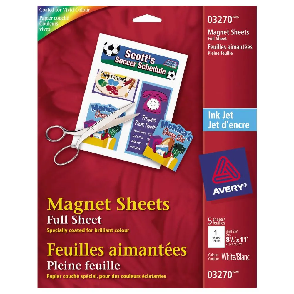 Avery Magnet Sheets 8.5"x11" 5pk White