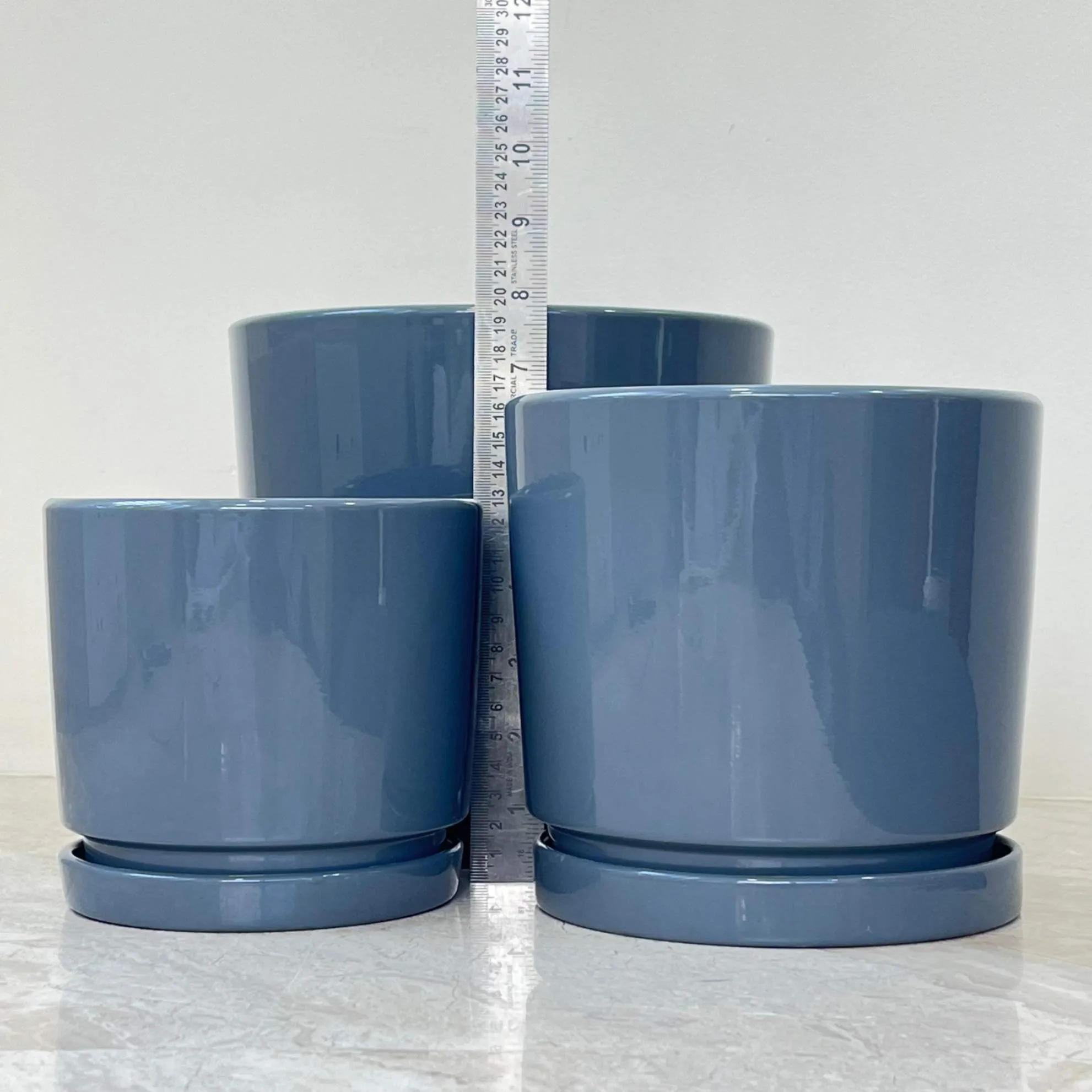 Blue Horizon Ceramic Planter Set Of 3