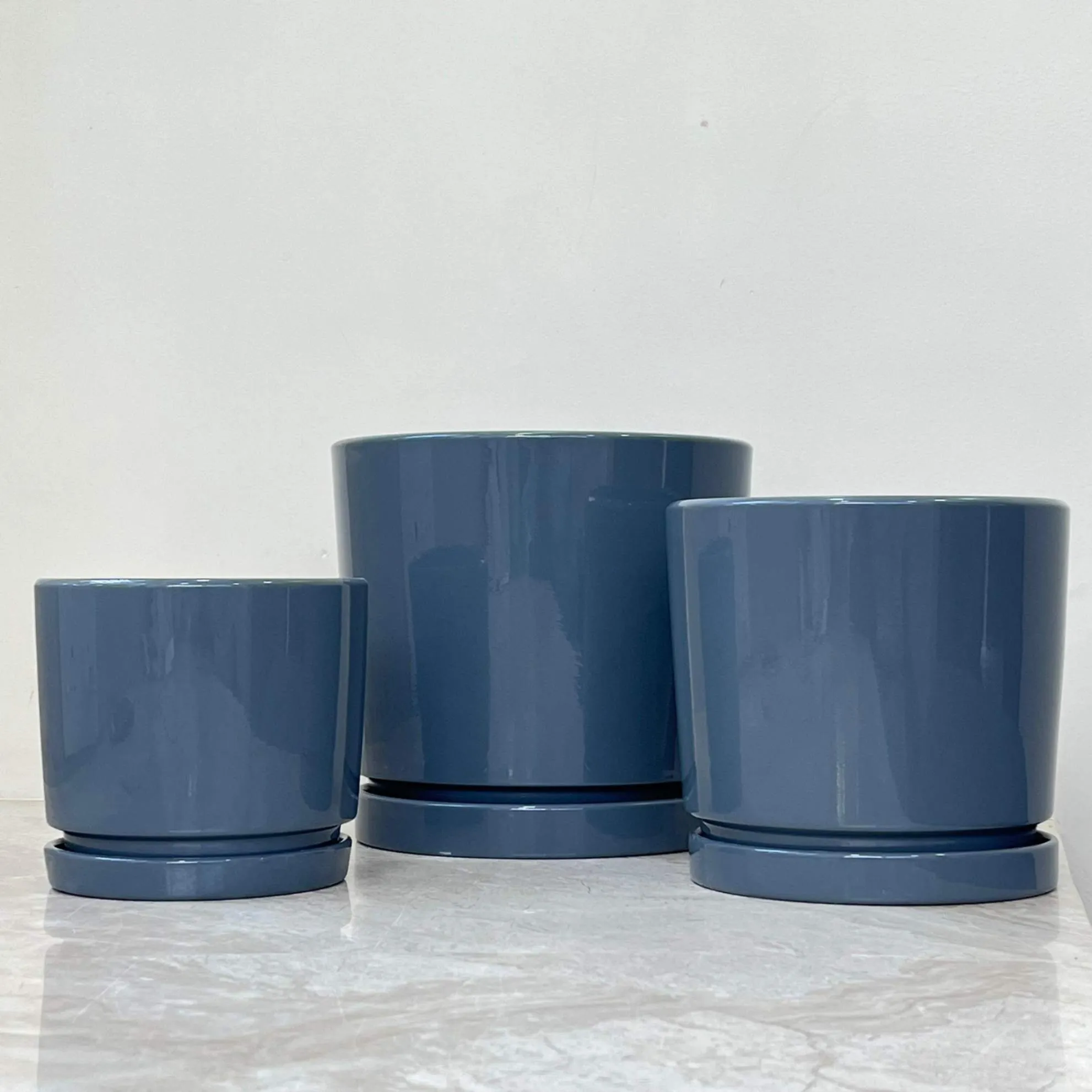 Blue Horizon Ceramic Planter Set Of 3