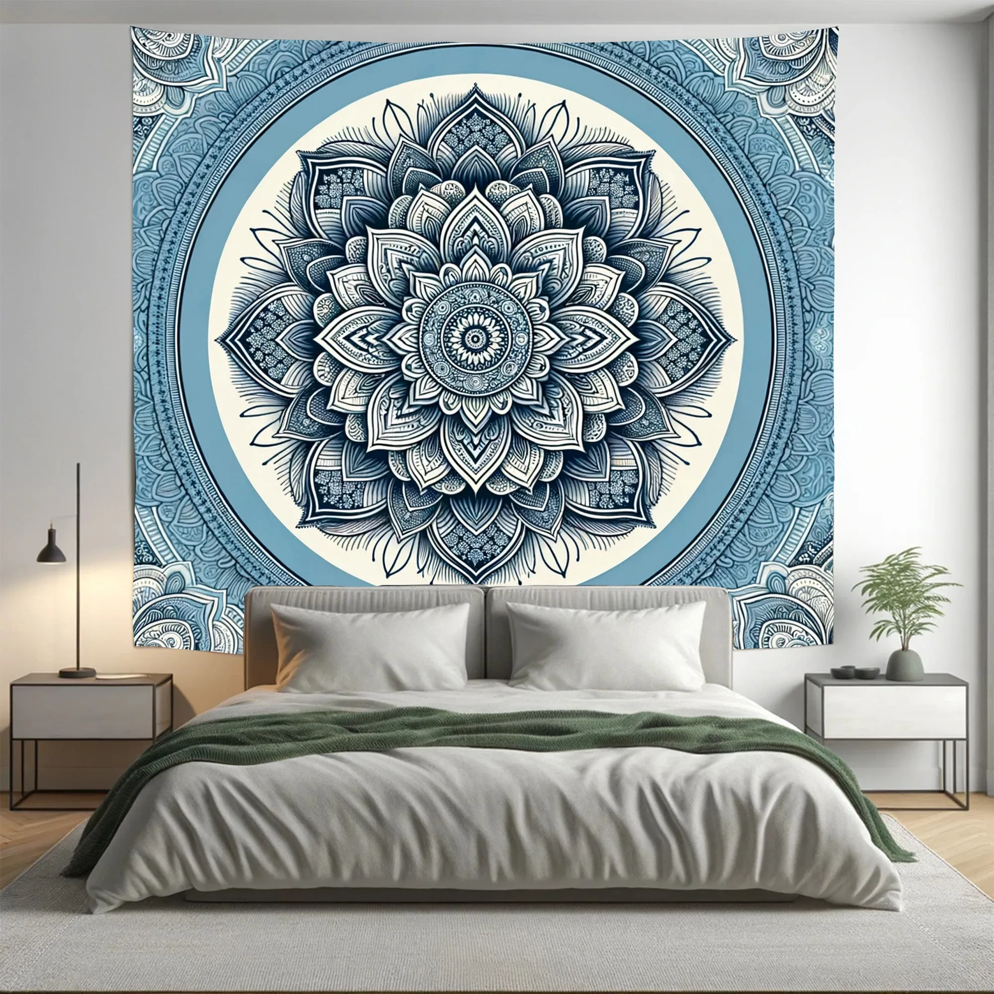 Bohemian Torq Aqua Indian Mandala Tapestry Psychedelic Wall Hanging Boho Decor