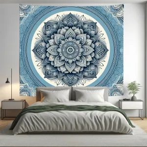 Bohemian Torq Aqua Indian Mandala Tapestry Psychedelic Wall Hanging Boho Decor