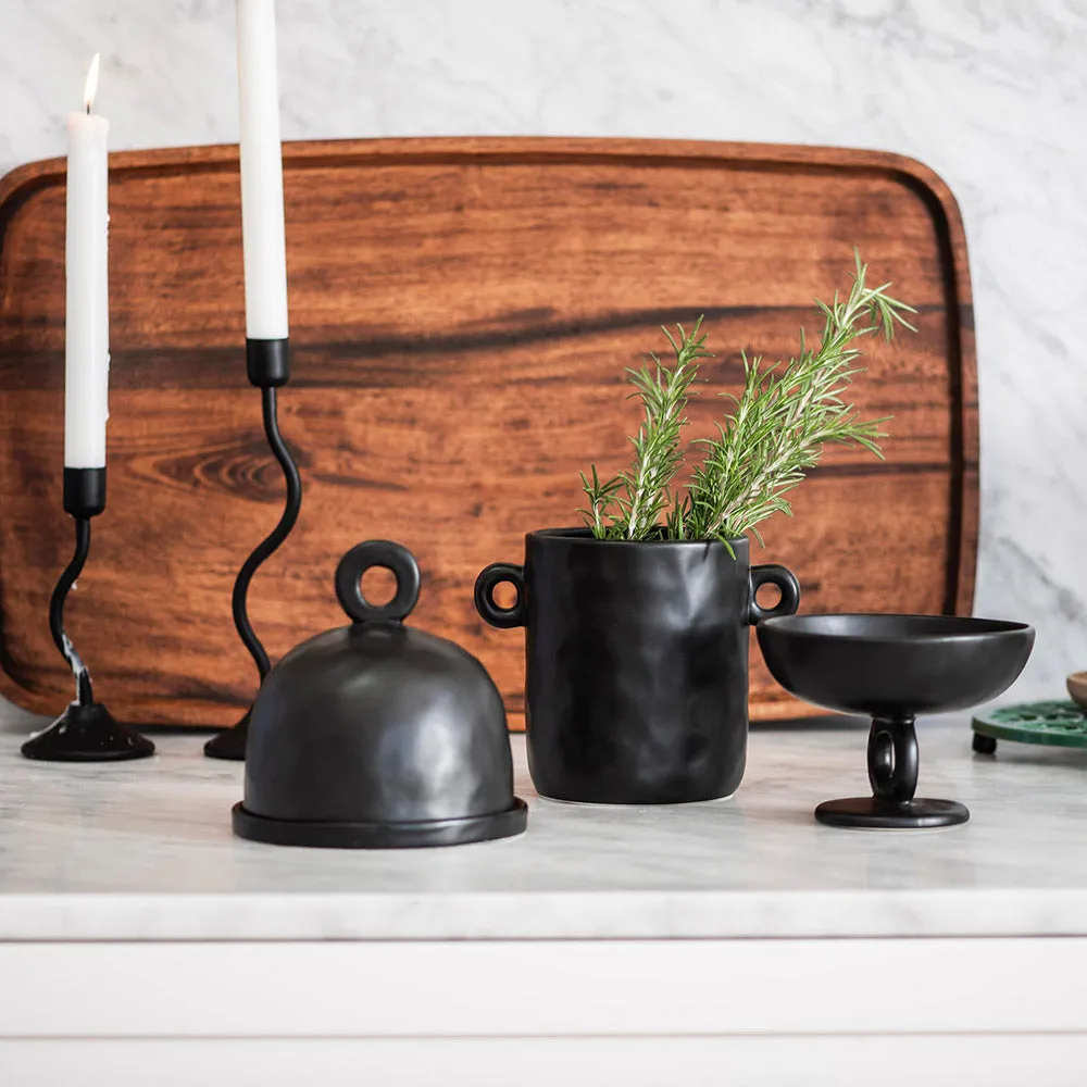 BOWL Footed Ceramic Black 14x10cm