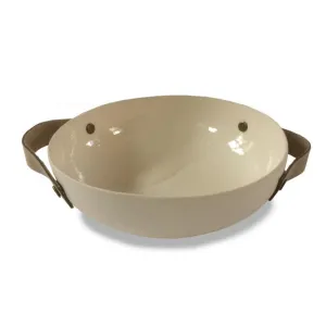 Bowl - Handmade With Leather Handles - 17cm
