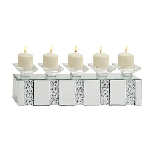 Clear Wood Glam Candlestick Holders, 7" x 24" x 5"