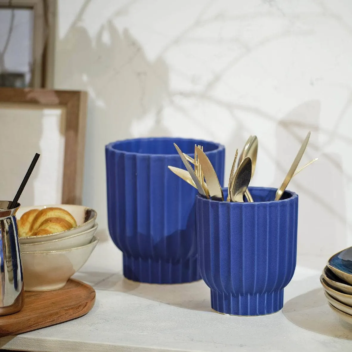 Cobalt Blue Stoneware Planter - Multiple Sizes