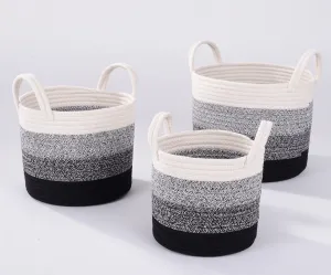 Cotton Rope Basket | Round - White/Black/Grey