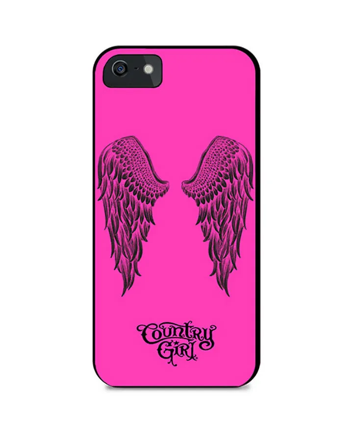 Country Girl¨ Phone Case Black Wings on Pink