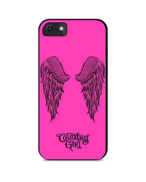 Country Girl¨ Phone Case Black Wings on Pink