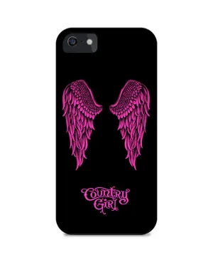 Country Girl¨ Phone Case Hot Pink Wings on Black