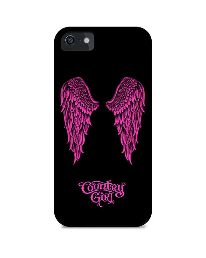 Country Girl¨ Phone Case Hot Pink Wings on Black