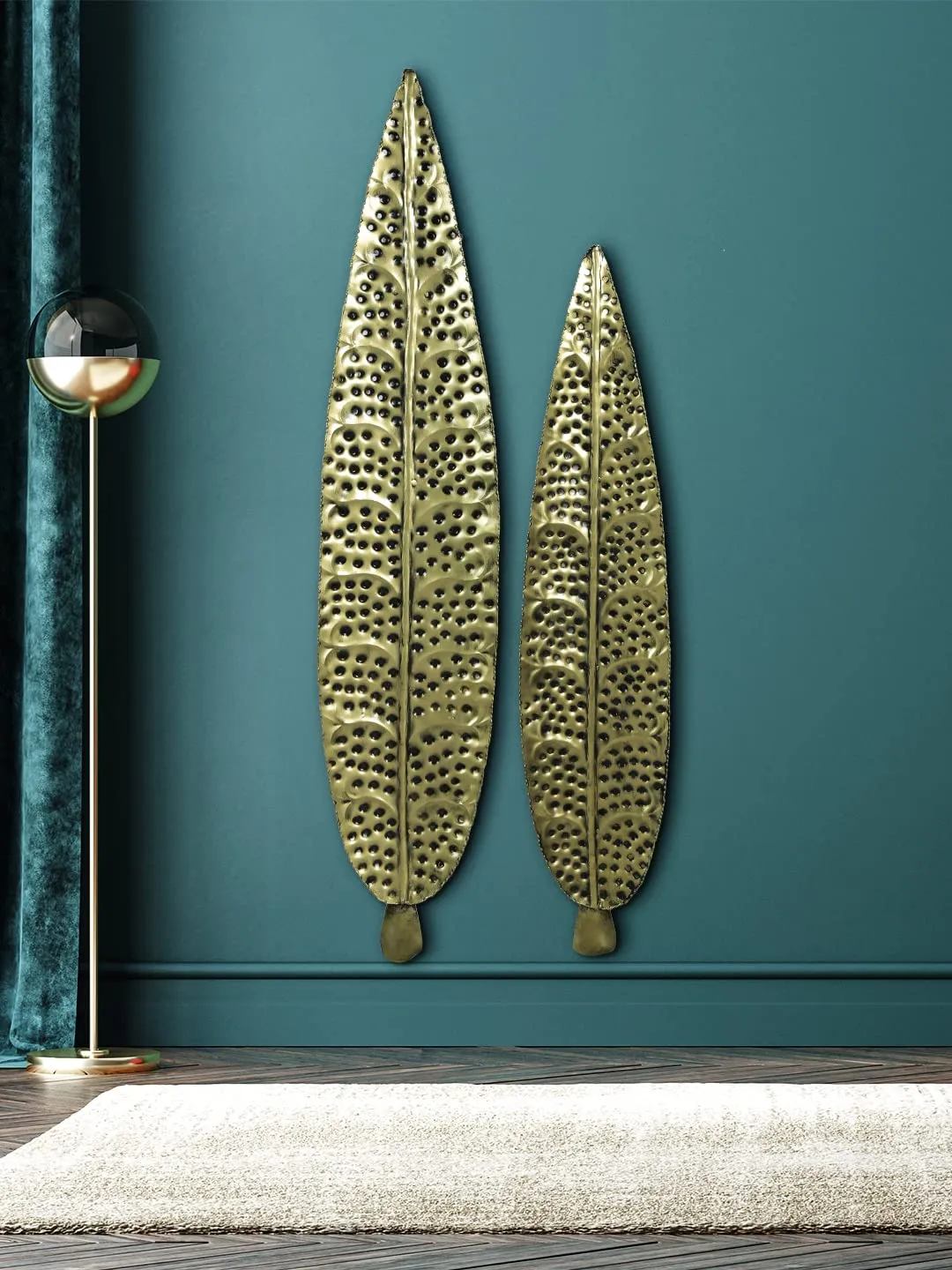 CraftVatika Metal Iron Ham Leaf Couple Wall Art Sculpture And Hanging Decor For Living Room And Office, Multi