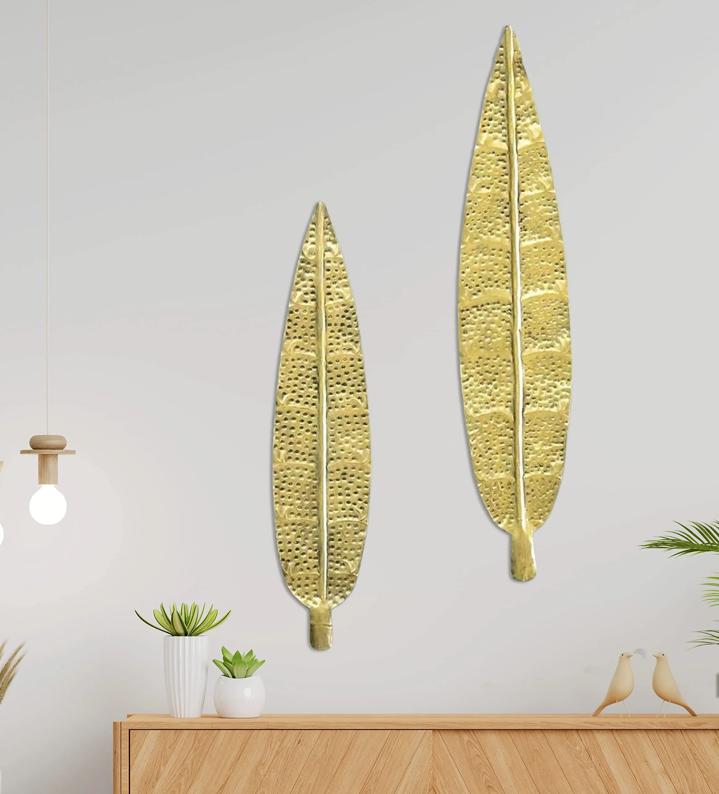 CraftVatika Metal Iron Ham Leaf Couple Wall Art Sculpture And Hanging Decor For Living Room And Office, Multi