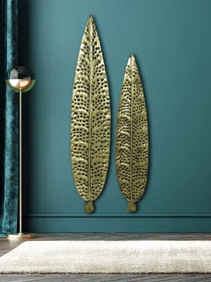 CraftVatika Metal Iron Ham Leaf Couple Wall Art Sculpture And Hanging Decor For Living Room And Office, Multi
