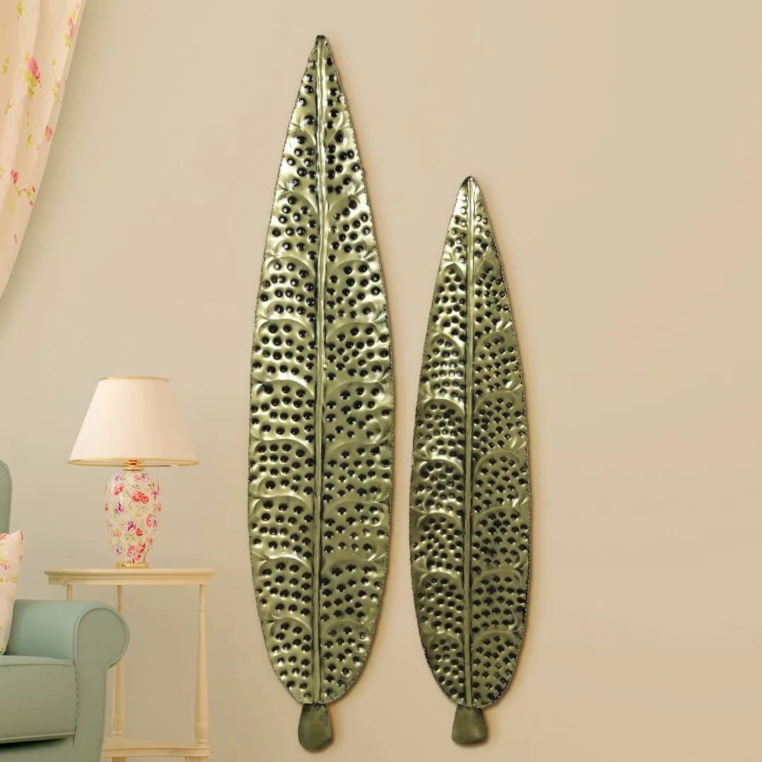 CraftVatika Metal Iron Ham Leaf Couple Wall Art Sculpture And Hanging Decor For Living Room And Office, Multi