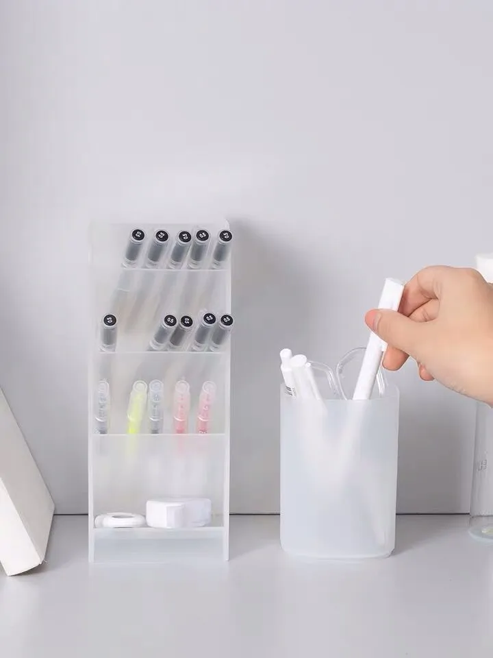 Creative Multifunctional 4 Grid Desktop Organizer Pen Holder Makeup Storage Box School Office Accessories Stationery