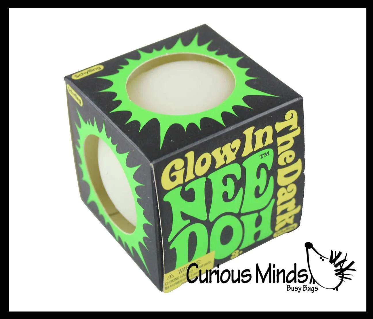 Curious Minds Toys - Glow Nee Doh Soft Fluff- Filled Squeeze Stress Ball