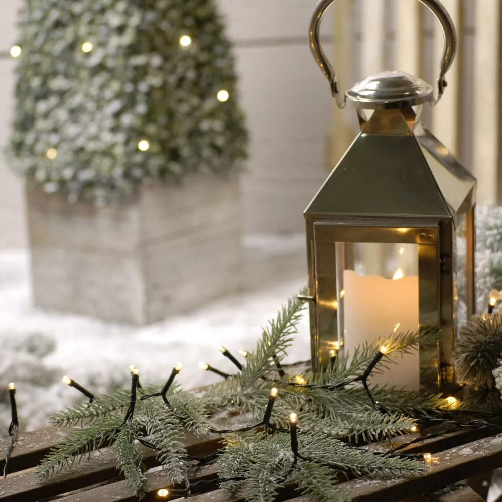 Festive 100 Warm White LED Battery Operated String Lights (9.9m)