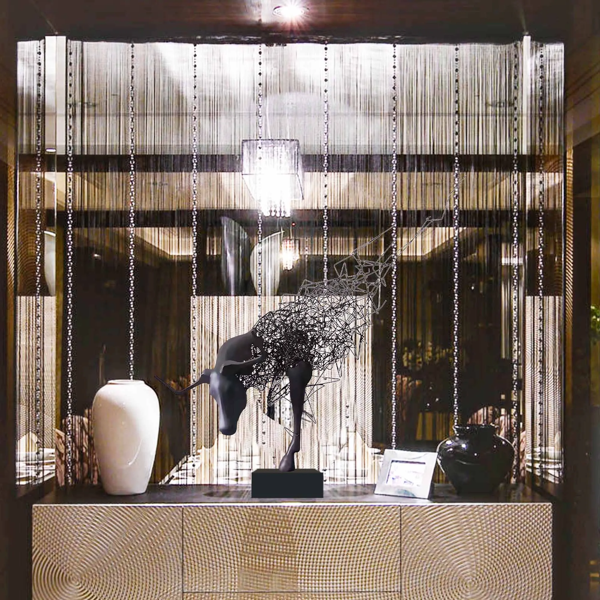 FINEST Abstract Black Ox Indoor Metal Sculpture FS-052