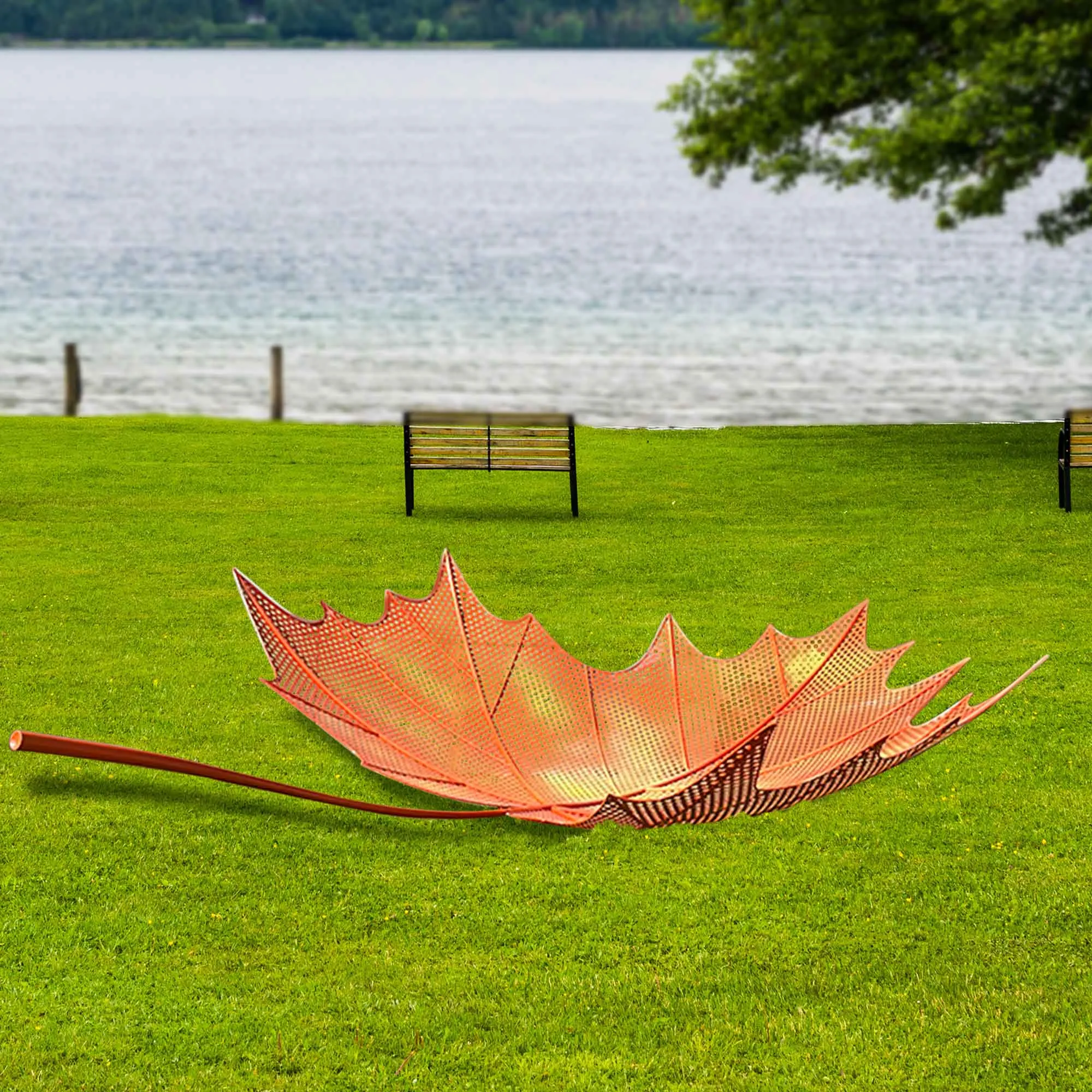 FINEST Large Yellow Leaf Metal Outdoor Sculptures FS-025