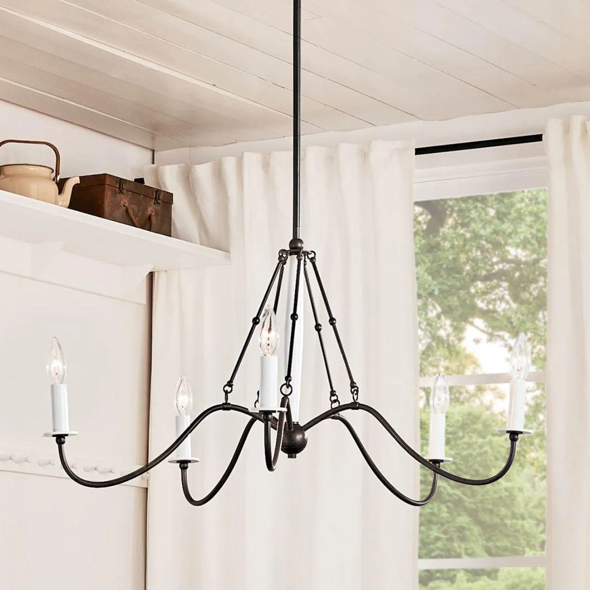 Freesia 31 in. 5 lights Chandelier Anvil Iron finish