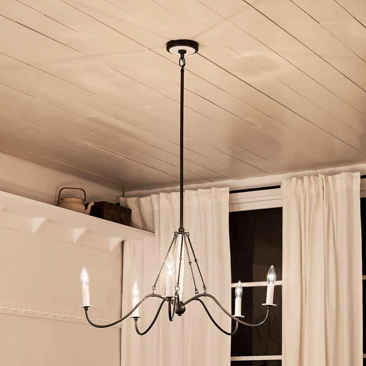 Freesia 31 in. 5 lights Chandelier Anvil Iron finish
