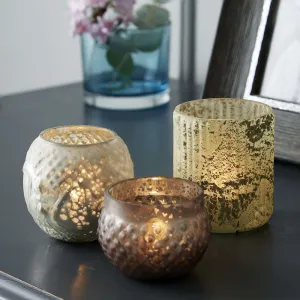 Glass Vintage Tea Light Holders - Set of 3