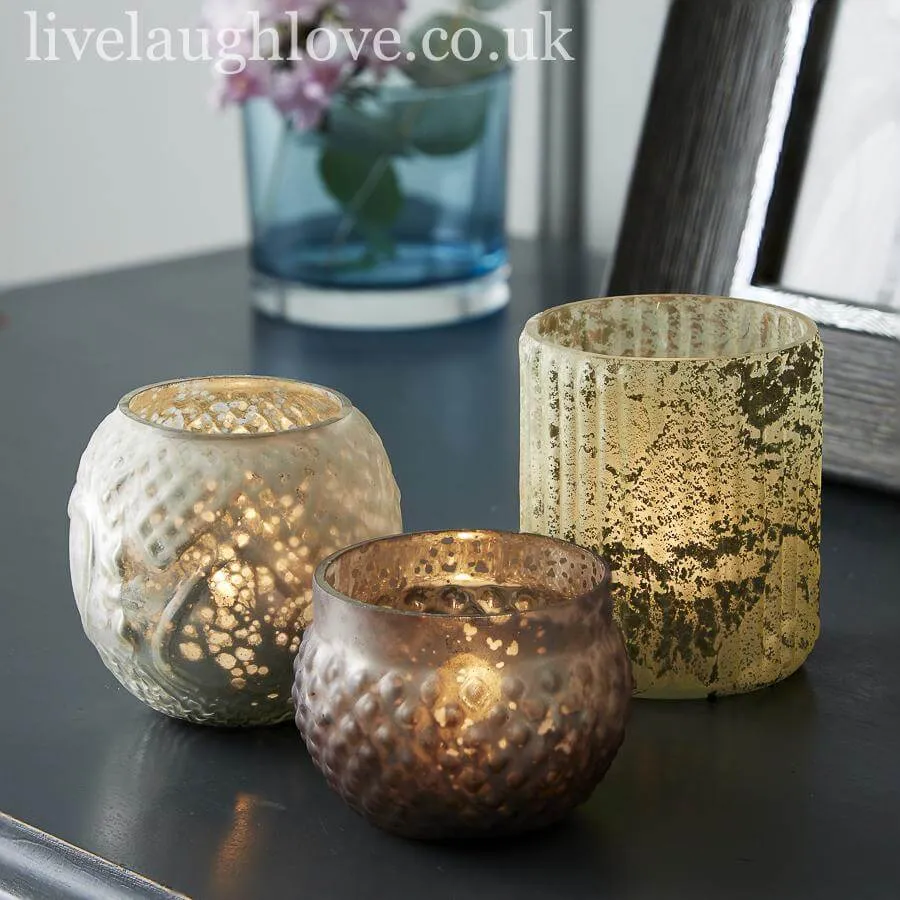 Glass Vintage Tea Light Holders - Set of 3