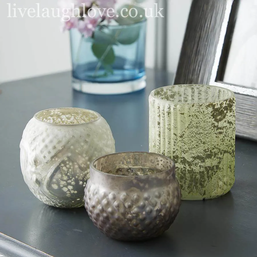Glass Vintage Tea Light Holders - Set of 3