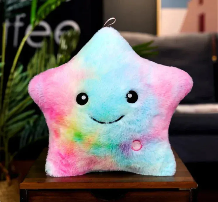 Glowing Colorful Luminous Star Pillow