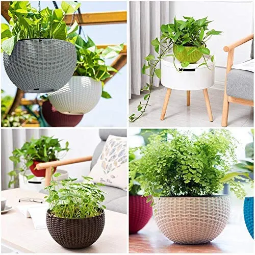 Go Hooked Plastic Hanging Pot, Multicolour, Pot Diameter -7.1 Inch, Pot Height -4.8 Inch, Pot Thickness -3 mm, Chain Length -13 inch Approx., 5 Pieces
